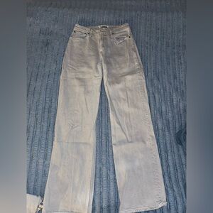 Abercrombie & Fitch Women's Light Gray Straight Leg Jeans